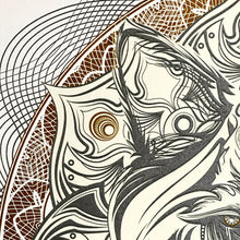 Load image into Gallery viewer, CHRIS SAUNDERS &#39;White Wolf Mandala&#39; (2014) RARE Screen Print