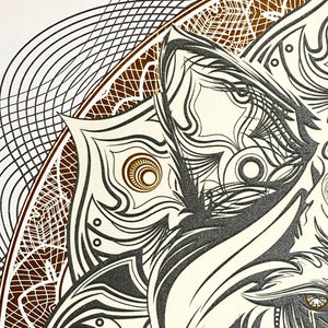 CHRIS SAUNDERS 'White Wolf Mandala' (2014) RARE Screen Print