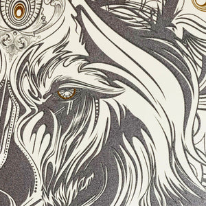 CHRIS SAUNDERS 'White Wolf Mandala' (2014) RARE Screen Print