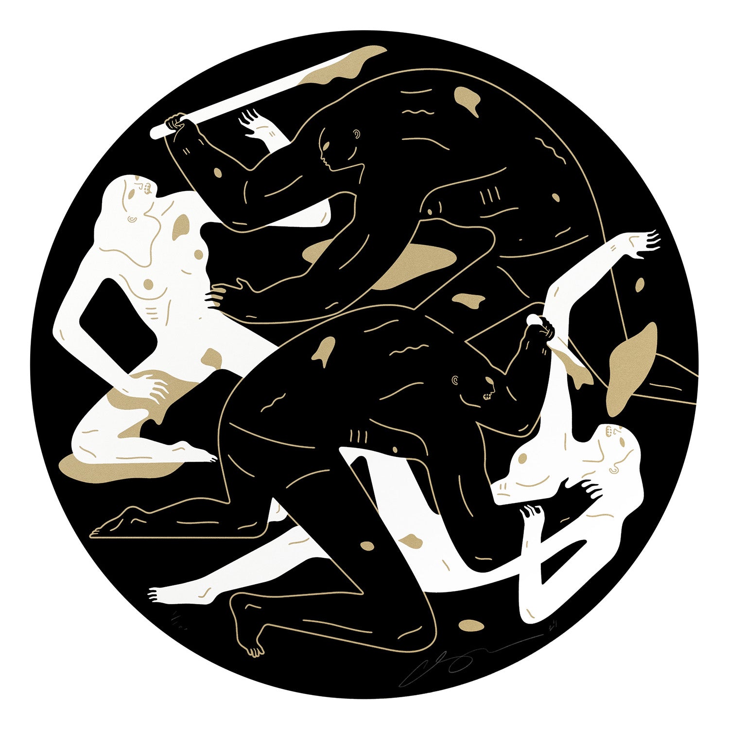CLEON PETERSON 'Revolution is a Mother Who Eats its Children' (2024) Tondo  Screen Print (black)