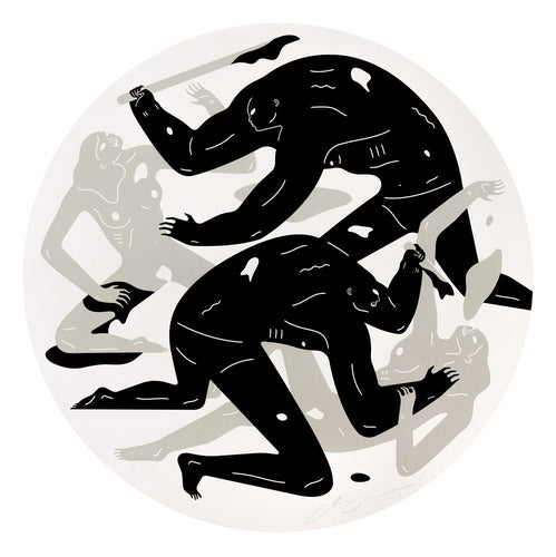 CLEON PETERSON 'Revolution is a Mother Who Eats its Children' (2024) Tondo Screen Print (white) - Signari Gallery 