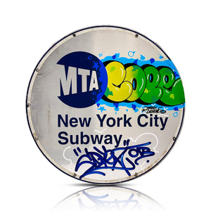 COPE2 'MTA Cope NYC' Hand-Painted Real Subway Sign - Signari Gallery 