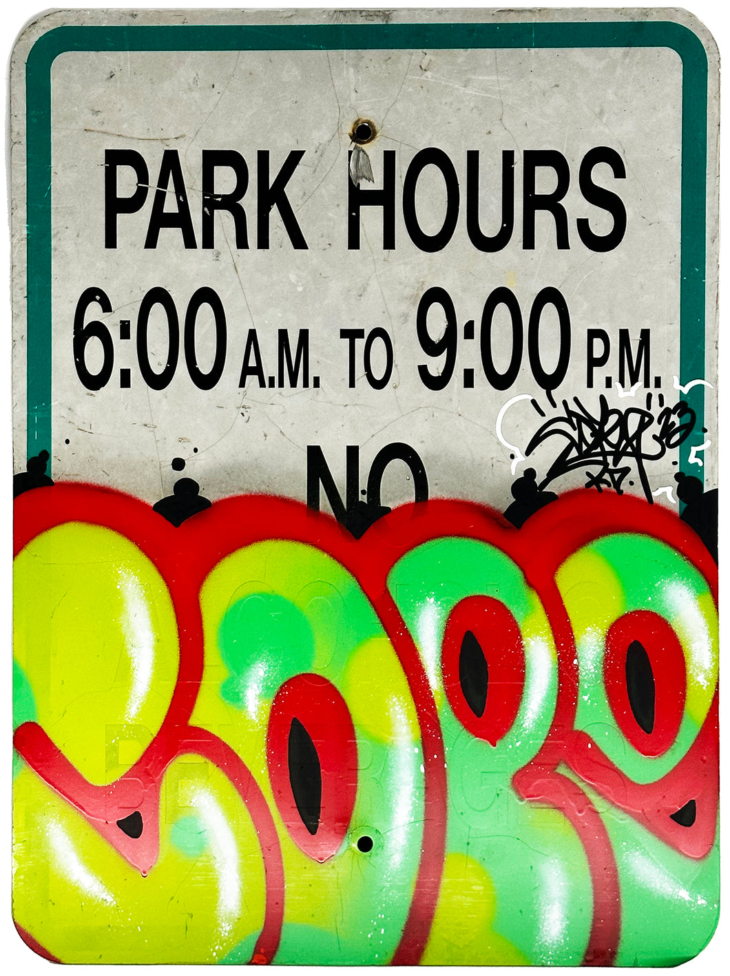 COPE2 'Park Hours' Hand-Painted Real Street Sign - Signari Gallery 