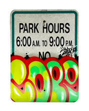 Load image into Gallery viewer, COPE2 &#39;Park Hours&#39; Hand-Painted Real Street Sign - Signari Gallery 