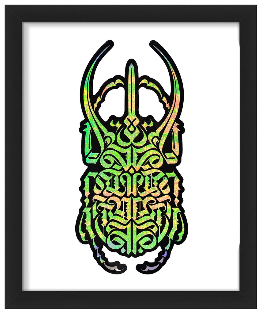 CRYPTIK 'Rhino Beetle' (2018) Framed Promotional Holographic Decal - Signari Gallery 