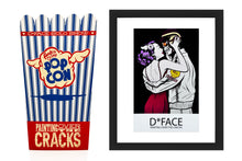 Load image into Gallery viewer, D*FACE &#39;Painting Over the Cracks&#39; (2022) Gallery Show Popcorn Bucket + Framed Show Card