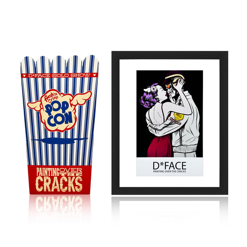 D*FACE 'Painting Over the Cracks' (2022) Gallery Show Popcorn Bucket + Framed Show Card