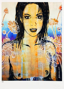 DAVID BROMLEY 'Belinda with Flowers' (2008) Framed Giclée Print - Signari Gallery 