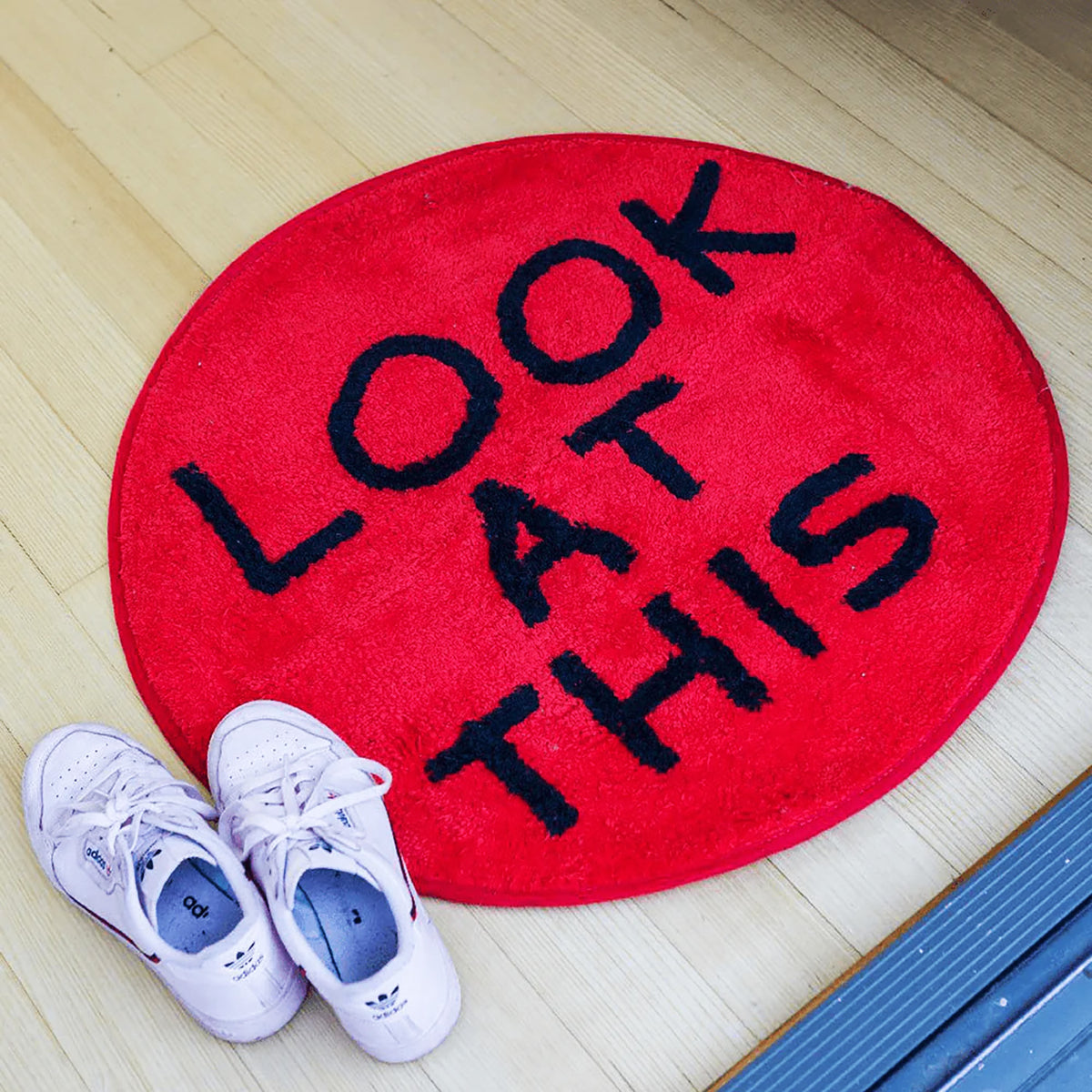 DAVID SHRIGLEY 'Look At This' (2019) Red Floor Rug/Mat