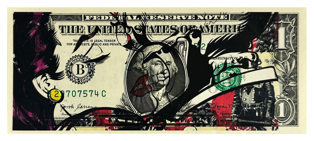 DEATH NYC 'D*Face Whispers' Screen Print on Currency - Signari Gallery 