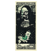 Load image into Gallery viewer, DEATH NYC &#39;Mona Lisa Gas Mask&#39; Screen Print on Currency - Signari Gallery 