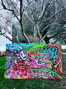 DOPED OUT M 'Shark Head in the Garden of Serenity XXL' (2023) Original on Canvas - Signari Gallery 