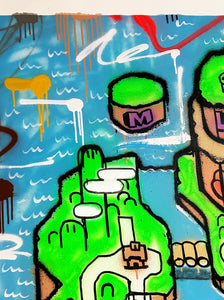 DOPED OUT M 'Super Mario Map Graffiti XL' (2023) Original on Canvas - Signari Gallery 