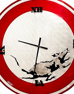 DVERSO 'Tic Toc Clock' Original on Street Sign - Signari Gallery 