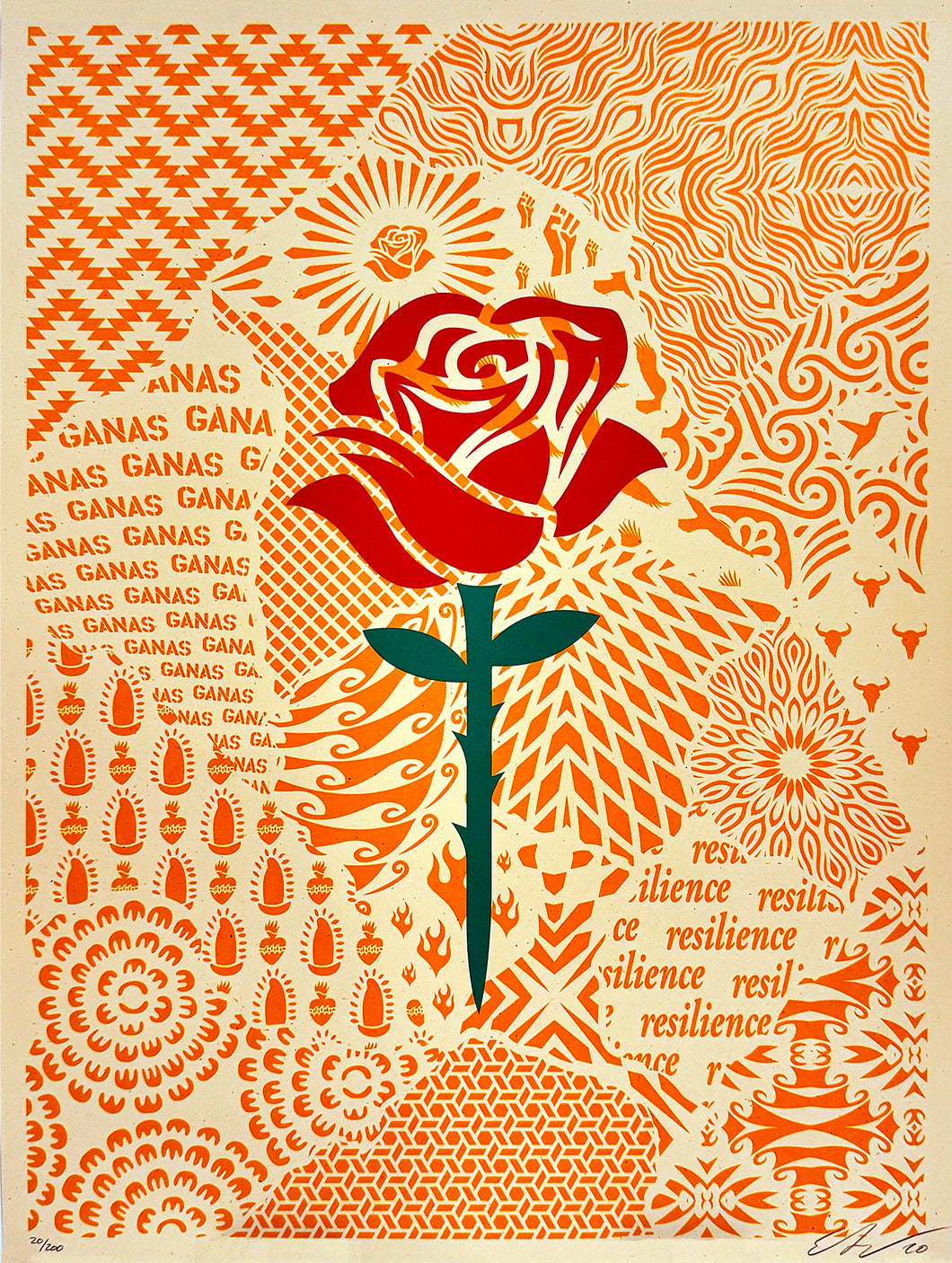 ERNESTO YERENA 'Dignity Rose Ganas Collage' (2020) Rare Screen Print - Signari Gallery 