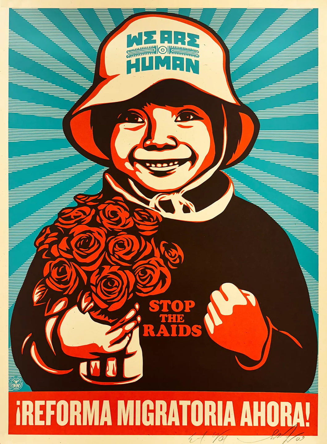 ERNESTO YERENA x SHEPARD FAIREY 'Immigration Reform Girl' (2009) Rare Offset Lithograph