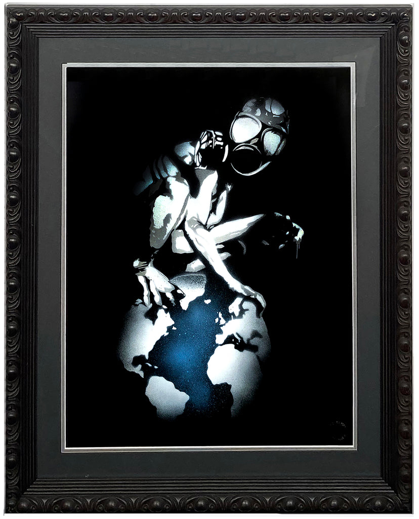 EYESAW 'Golem in Gas Mask' (2009) RARE Custom Framed 1/1 HPM on Paper - Signari Gallery 