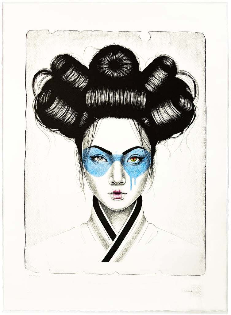 FIN DAC 'C4-Cybrid' (2024) Hand-Embellished Lithograph (blue) - Signari Gallery 