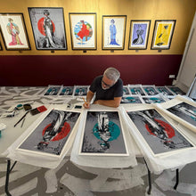 Load image into Gallery viewer, FIN DAC 'Kurai Neko' (2026) Hand-Finished Giclee Print (red) - Signari Gallery 