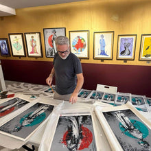 Load image into Gallery viewer, FIN DAC 'Kurai Neko' (2026) Hand-Finished Giclee Print (red) - Signari Gallery 