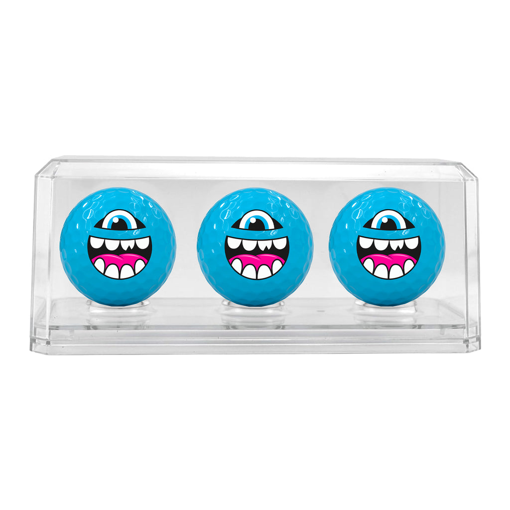 GREG MIKE x Vice Golf 'Loudball' (2025) Set of 3 Custom Golf Balls with Display (blue) - Signari Gallery 