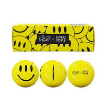 Load image into Gallery viewer, GREG MIKE x Vice Golf 'Smiley' (2026) 3x Golf Ball Set w/Display