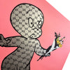 GUCCIGHOST 'Banksy is a Ghost' (2022) Rare Screen Print (pink) - Signari Gallery 