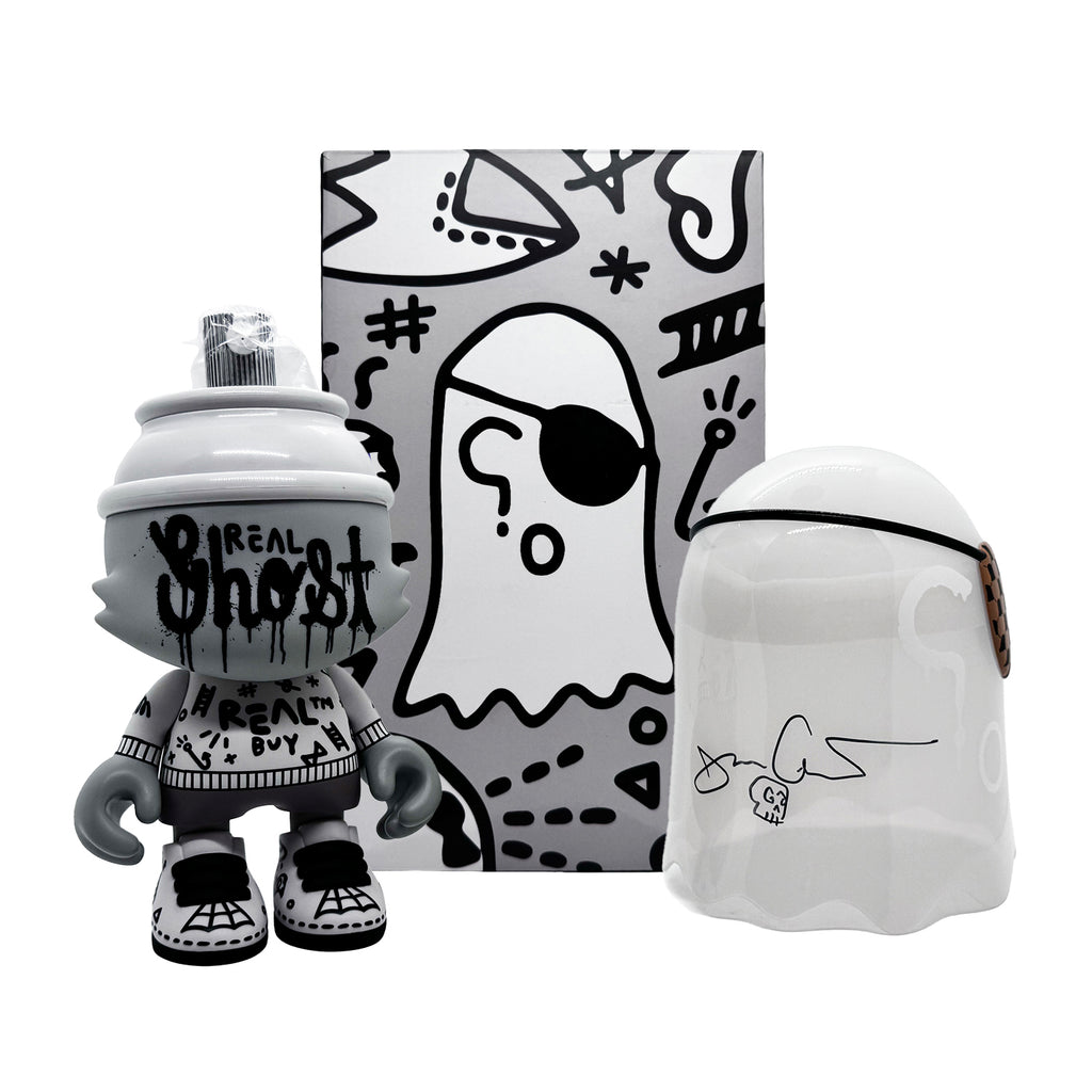 GUCCIGHOST x SuperPlastic 'SuperGhost SuperKranky' (2023) HAND-SIGNED Designer Art Figure (b/w) - Signari Gallery 