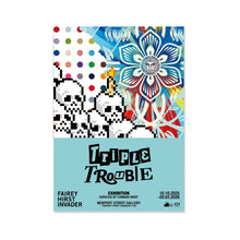 Load image into Gallery viewer, OBEY x INVADER x HIRST 'Triple Trouble' (2025) Offset Lithograph Exhibit Poster (blue)
