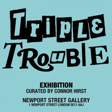 Load image into Gallery viewer, OBEY x INVADER x HIRST 'Triple Trouble' (2025) Offset Lithograph Exhibit Poster (blue)