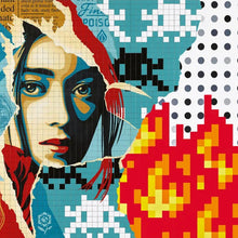 Load image into Gallery viewer, OBEY x INVADER x HIRST 'Triple Trouble' (2025) Offset Lithograph Exhibit Poster (grey)