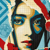 OBEY x INVADER x HIRST 'Triple Trouble' (2025) Offset Lithograph Exhibit Poster (grey)
