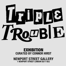 Load image into Gallery viewer, OBEY x INVADER x HIRST 'Triple Trouble' (2025) Offset Lithograph Exhibit Poster (grey)