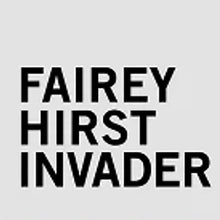 Load image into Gallery viewer, OBEY x INVADER x HIRST 'Triple Trouble' (2025) Offset Lithograph Exhibit Poster (grey)