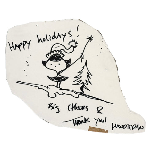HANDIEDAN 'Happy Holidays' (2019) Hand-Drawn + Signed Cut-Out Sketch - Signari Gallery 
