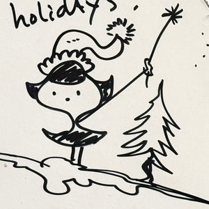 HANDIEDAN 'Happy Holidays' (2019) Hand-Drawn + Signed Cut-Out Sketch - Signari Gallery 