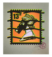 Load image into Gallery viewer, JAMES CAUTY &#39;Stamps of Mass Dissent&#39; (orange) Screen Print - Signari Gallery 