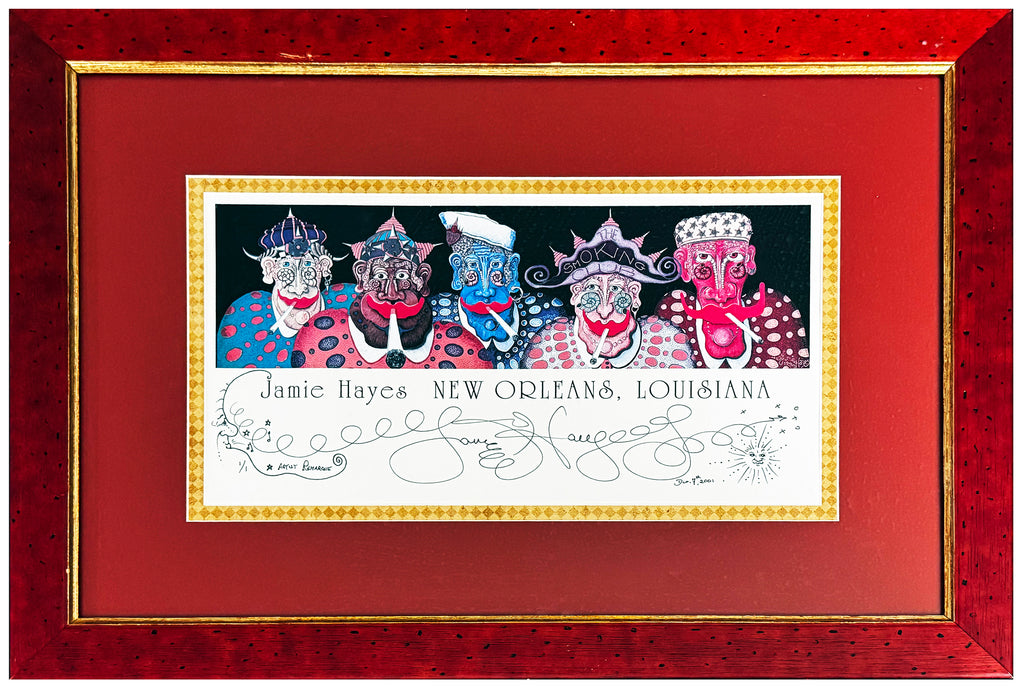 JAMIE HAYES 'New Orleans Smoking Club' (1995) Custom Framed Lithograph