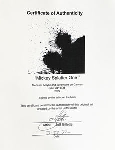 JEFF GILLETTE 'Mickey Splatter' Framed Original on Canvas - Signari Gallery 
