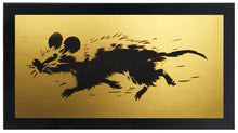 Load image into Gallery viewer, JEFF GILLETTE 'Rat Running' (2025) Hand-Drawn, Framed Original on Cardboard (gold))