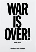 Load image into Gallery viewer, JOHN LENNON + YOKO ONO &#39;War is Over&#39; (2021) Original (framed) Postcard