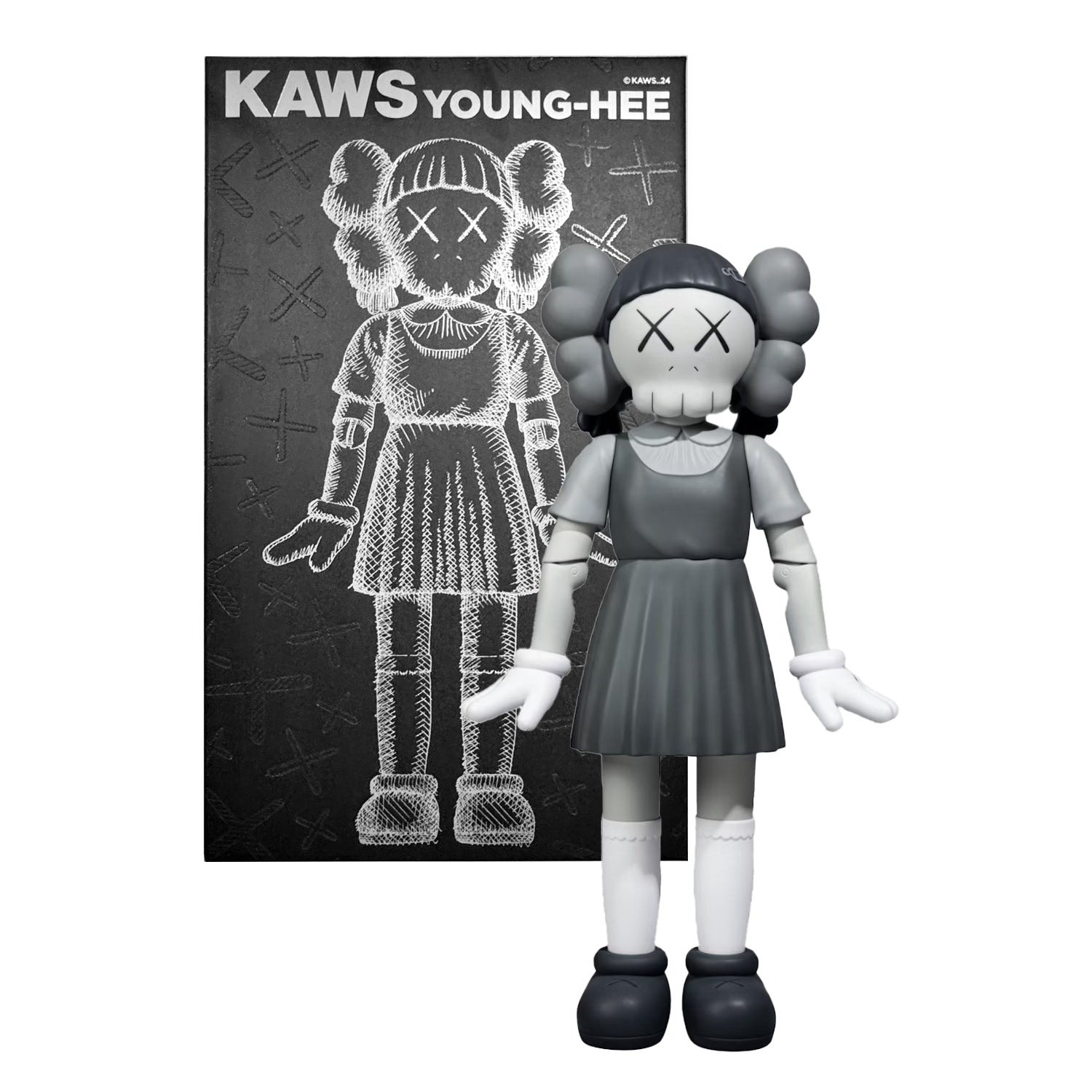 イカゲーム KAWS ヨンヒ人形 Young-Hee Vinyl Figure Kaws x Squid Game Young-Hee Vinyl Figure Monotone / FedEx | eBay