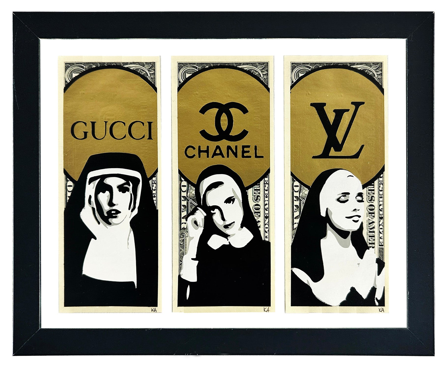 Kash Art 'praying For Fashion Nuns' (2021) Framed Hpm Set On Currency  Auction