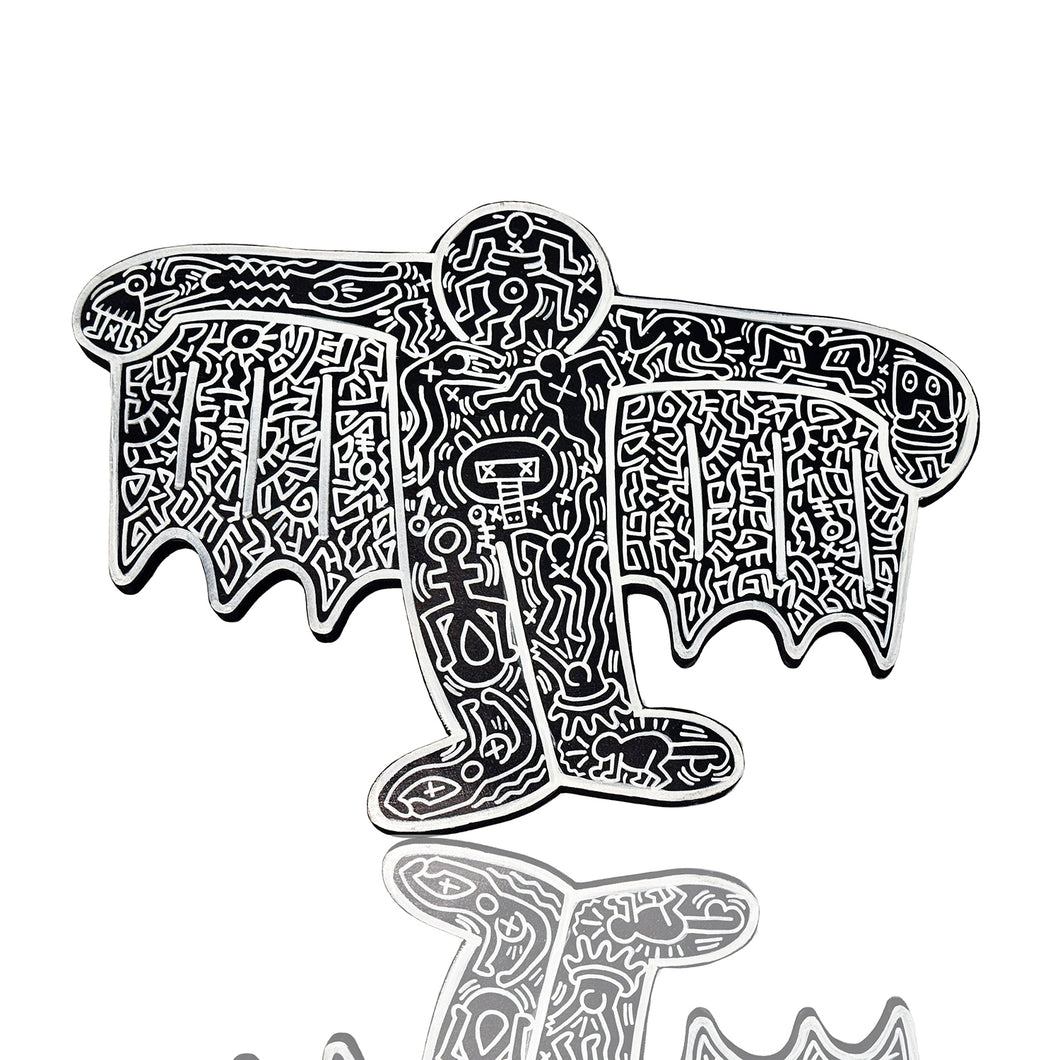 KEITH HARING 'Flying Devil' (1988) Hand-Painted/Doodled Original on Wood - Signari Gallery 