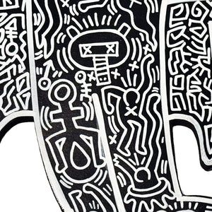 KEITH HARING 'Flying Devil' (1988) Hand-Painted/Doodled Original on Wood - Signari Gallery 