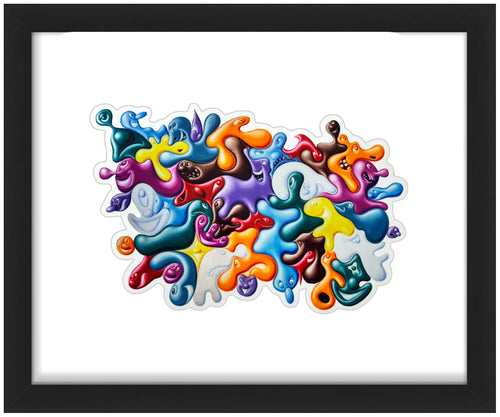 KENNY SCHARF 'Blob N' Space' (2022) Framed Premium Vinyl Sticker - Signari Gallery 