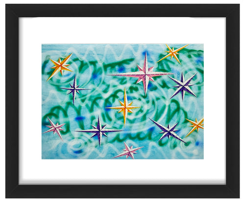 KENNY SCHARF 'STARZ' (2020) Framed Greeting/Holiday Card