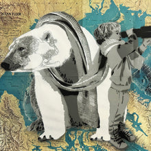 Load image into Gallery viewer, KURZNACHZEHN 'Where is the Ice?' (2024) Original HPM on World Map - Signari Gallery 
