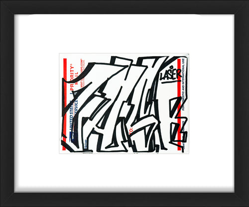 LASER 3.14 'Tag Throwie' (2001) Hand-Drawn (framed) Original on USPS Label