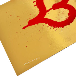 LASER 3.14 'Heart' (2024) Hand-Painted Original on Gold Foil Art Paper